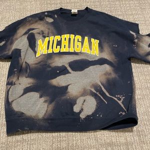 One of a kind University of Michigan tie dyed sweatshirt with cut out sleeves